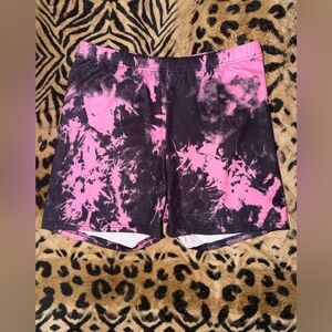 SHEIN Pink and Black Tie-Dye Bike Shorts